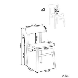 Beliani Lot de 2 chaises de salle à manger en Bois d'hévéa Traditionnel GORRE  