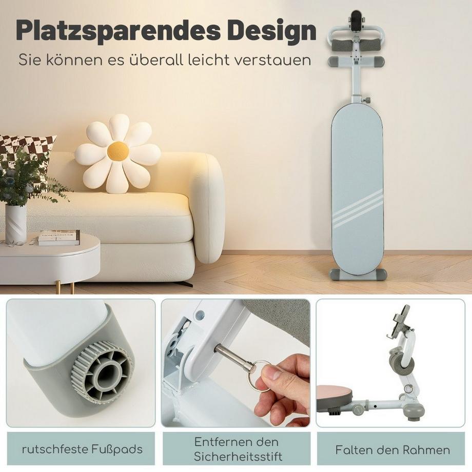 Northix  Banc abdominaux pliable avec 3 angles réglables et support pour téléphone portable. Bleu 