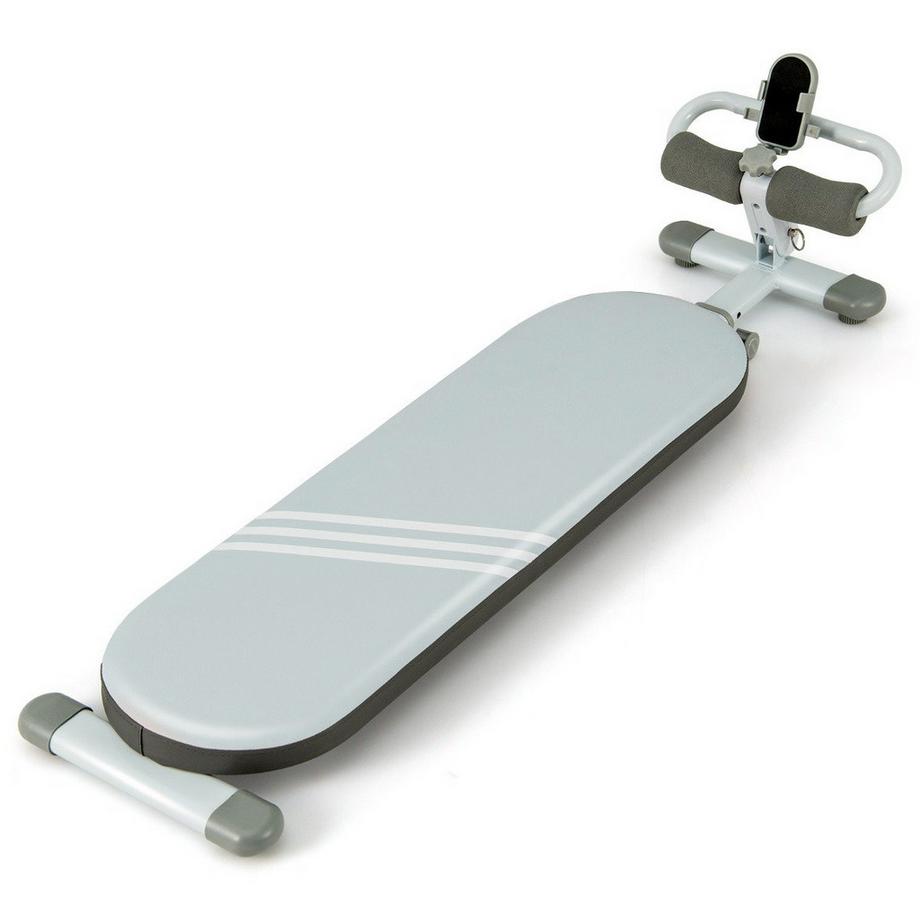 Banc abdominaux pliable avec 3 angles réglables et support pour téléphone portable. Bleu