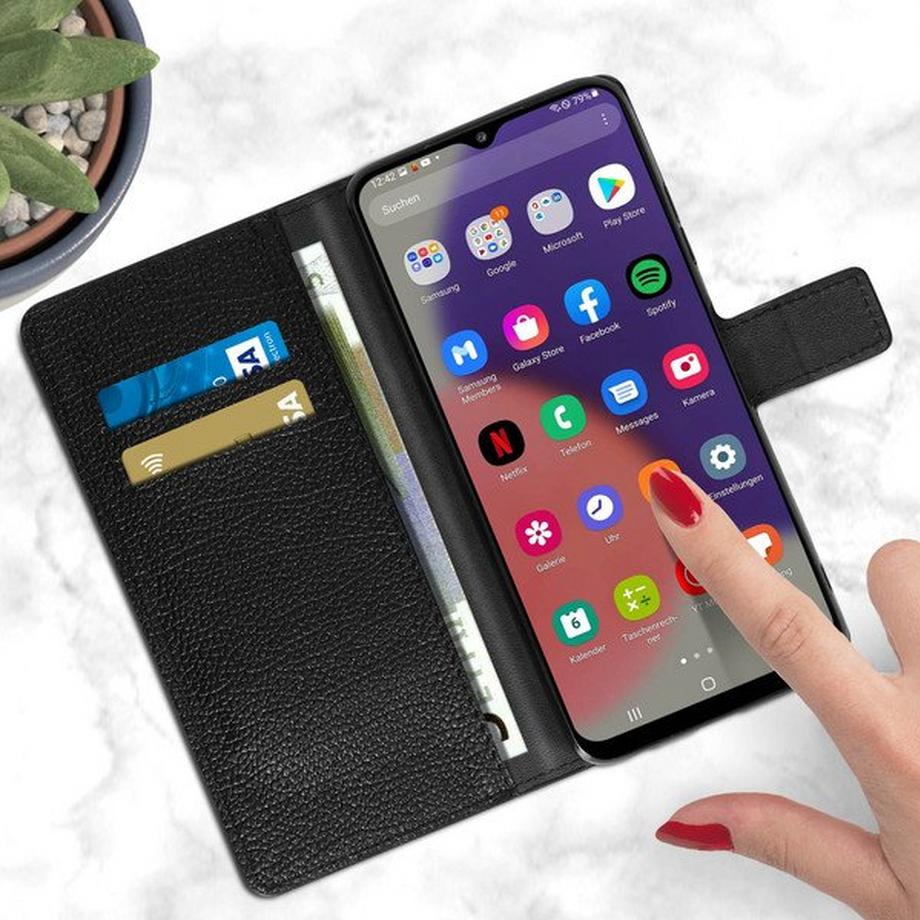 Avizar  Etui Samsung A22 5G Portefeuille Noir 