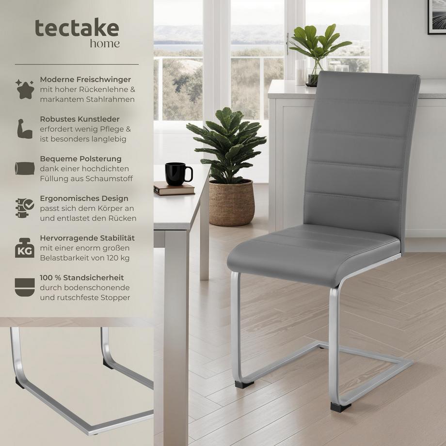 Tectake Set di sedie a sbalzo  Bettina imbottite con rivestimento in ecopelle  