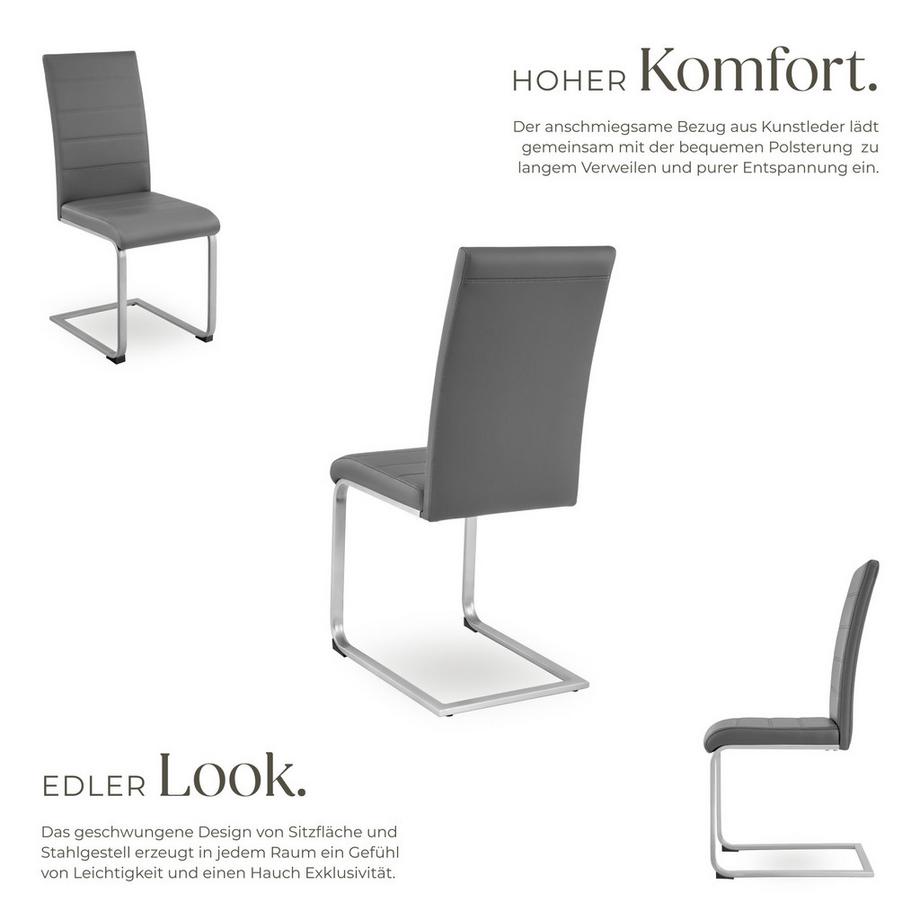 Tectake Set di sedie a sbalzo  Bettina imbottite con rivestimento in ecopelle  