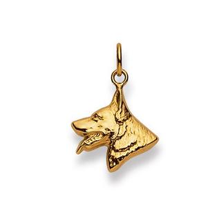 MUAU Schmuck  Anhänger Schäferhund Gelbgold 750, 20x14mm 