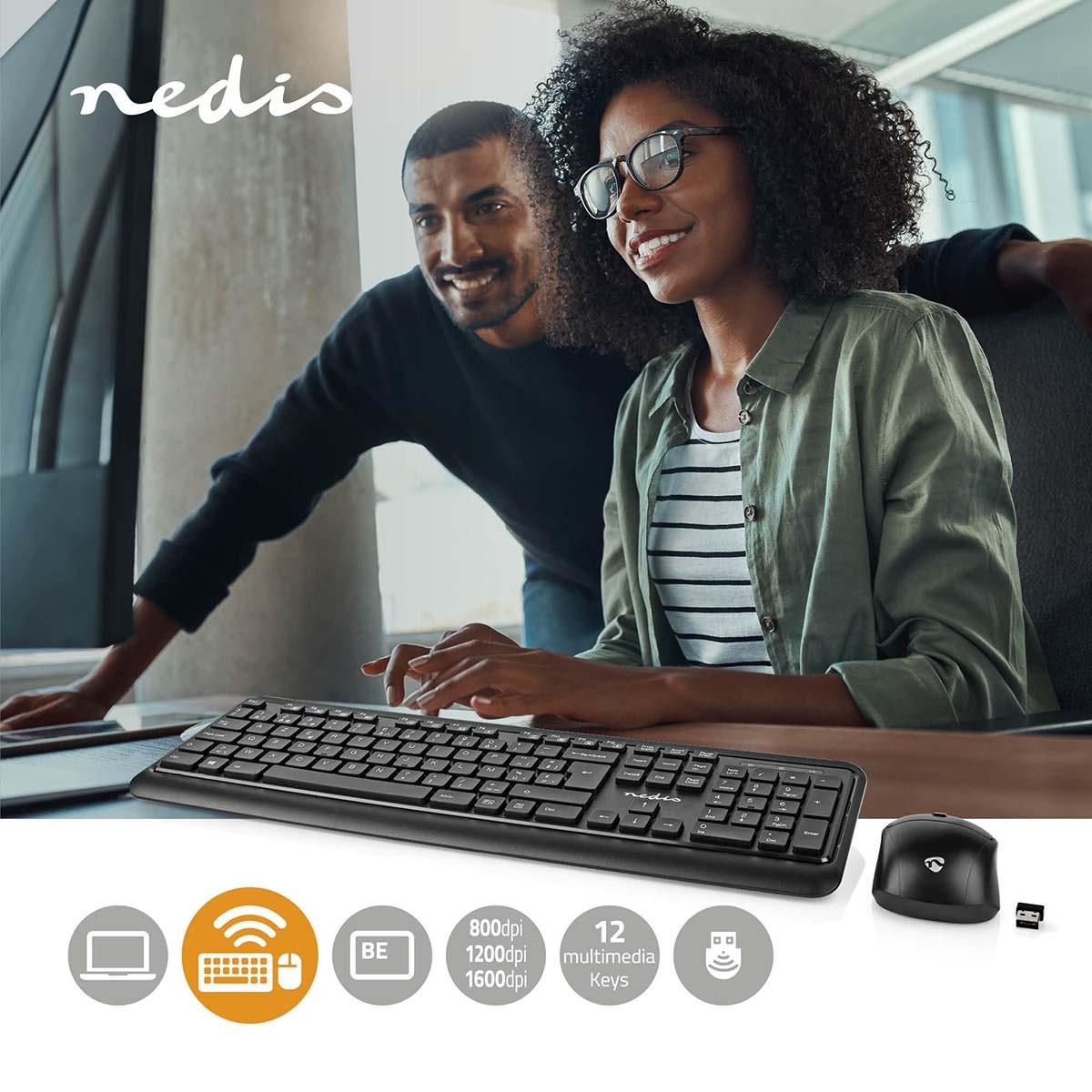 Image of Maus und Tastatur | Kabellos | Maus- und Tastaturanschluss: USB | 800 / 1200 / 1600 dpi | Einstellbare DPI | AZERTY | BE Layout