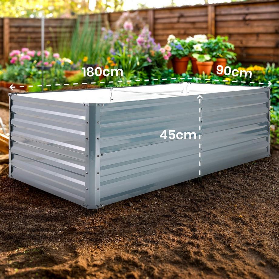 Arebos Letto da giardino rialzato in metallo Letto per piante in acciaio inox  