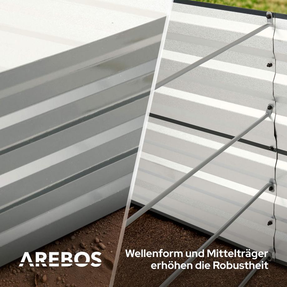 Arebos Letto da giardino rialzato in metallo Letto per piante in acciaio inox  