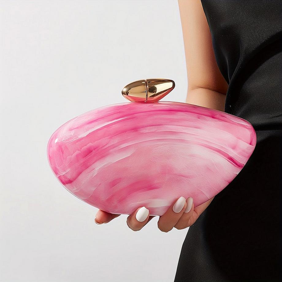 Only-bags.store Pochette élégante à imprimé marbré avec fermeture magnétique et chaîne amovible  