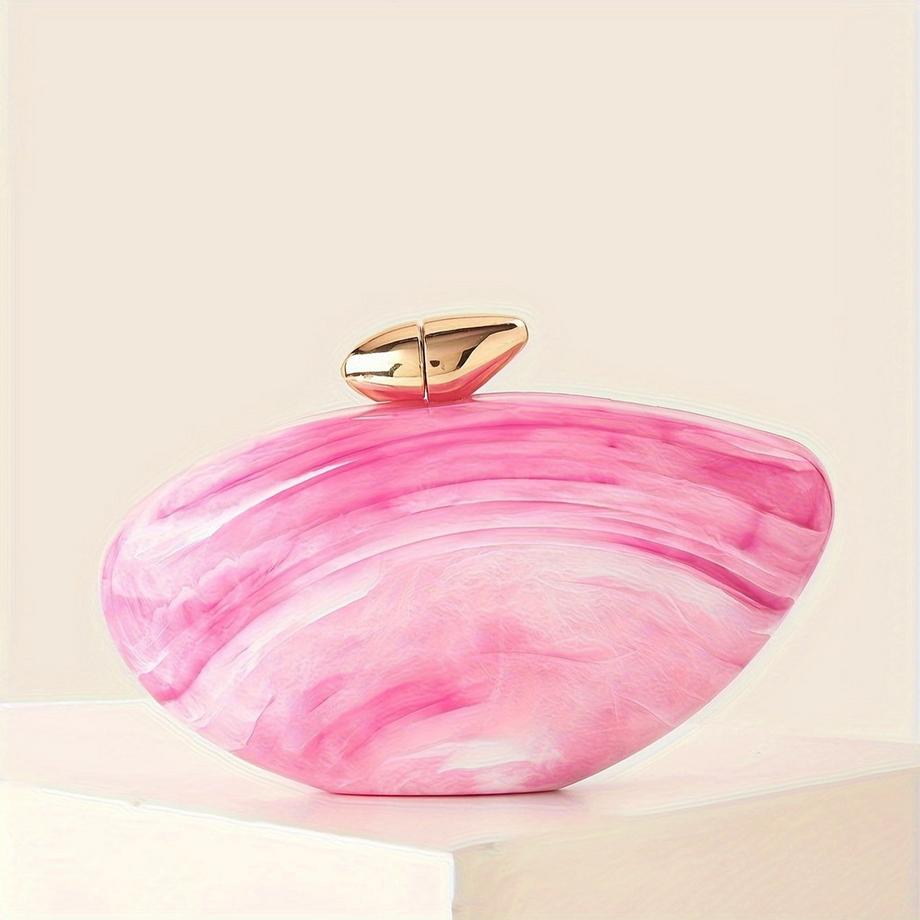 Élégante pochette à imprimé marbré avec fermeture magnétique et chaîne amovible - Sac de soirée d'inspiration vintage, disponible