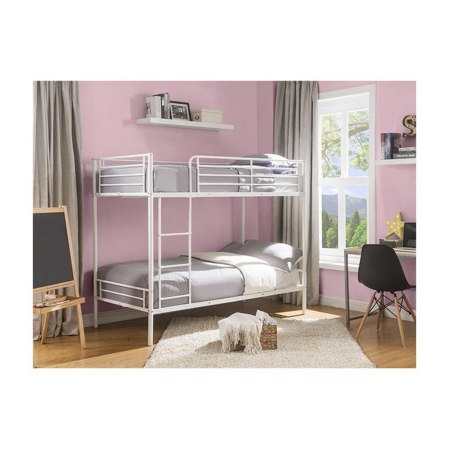 Vente-unique Letto a castello 2 x 90 x 190 cm Bianco + Materasso - DUOTIS II  