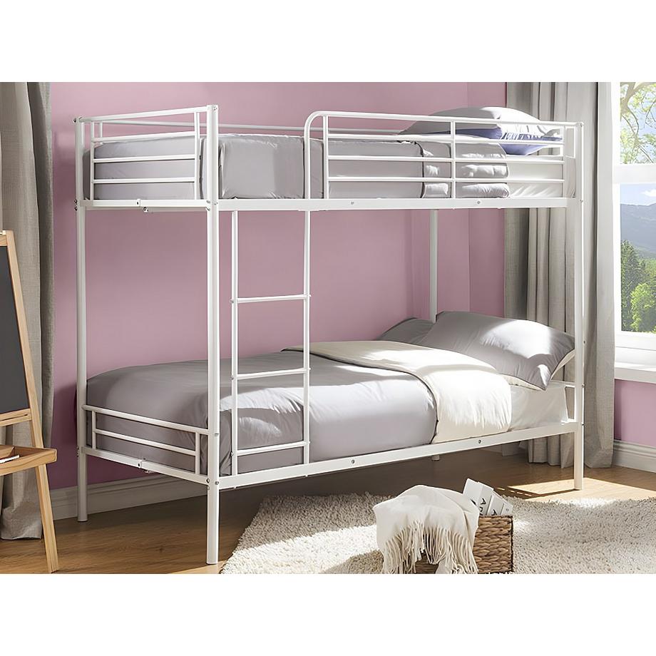 Vente-unique Letto a castello 2 x 90 x 190 cm Bianco + Materasso - DUOTIS II  