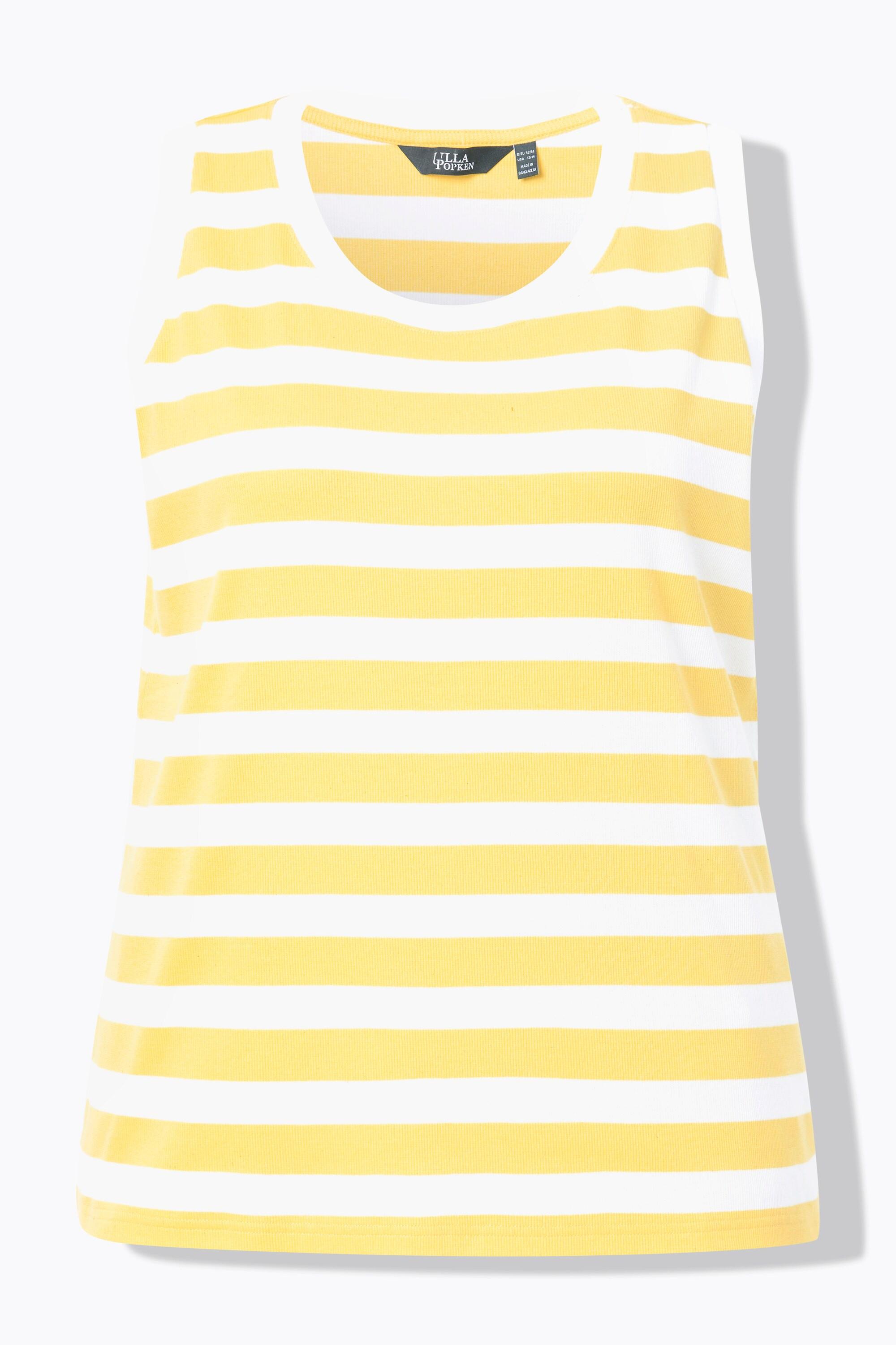 Ulla Popken Débardeur Rayé Jersey Côtelé Encolure Ronde Sans Manches  