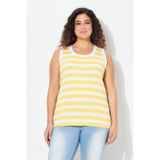 Ulla Popken Débardeur Rayé Jersey Côtelé Encolure Ronde Sans Manches  