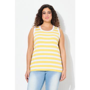 Top dal taglio smanicato in jersey a costine a righe con scollo rotondo