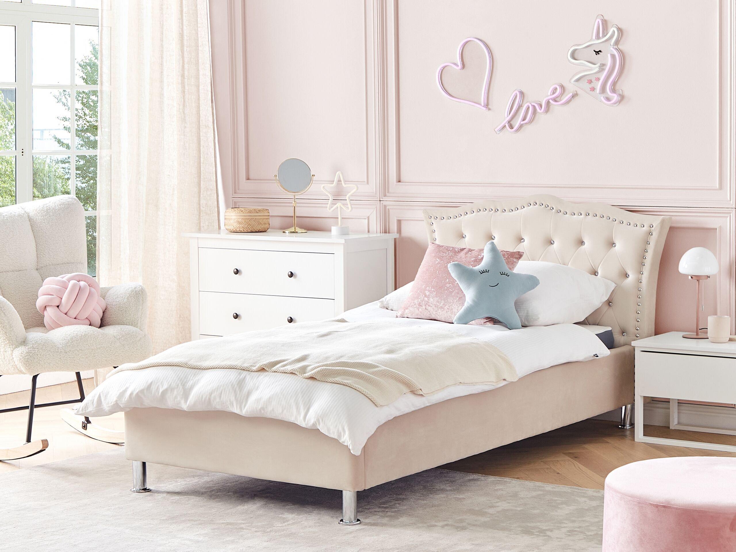 Beliani Letto contenitore en Velluto Glamour METZ  