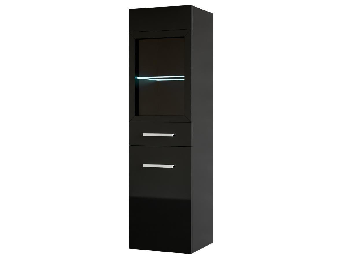 Image of Badezimmerschrank mit LEDs - 30 x 30 x 109 cm - Schwarz - LAURINE Badezimmerschrank mit LEDs - 30 x 30 x 109 cm - Schwarz - LAURINE