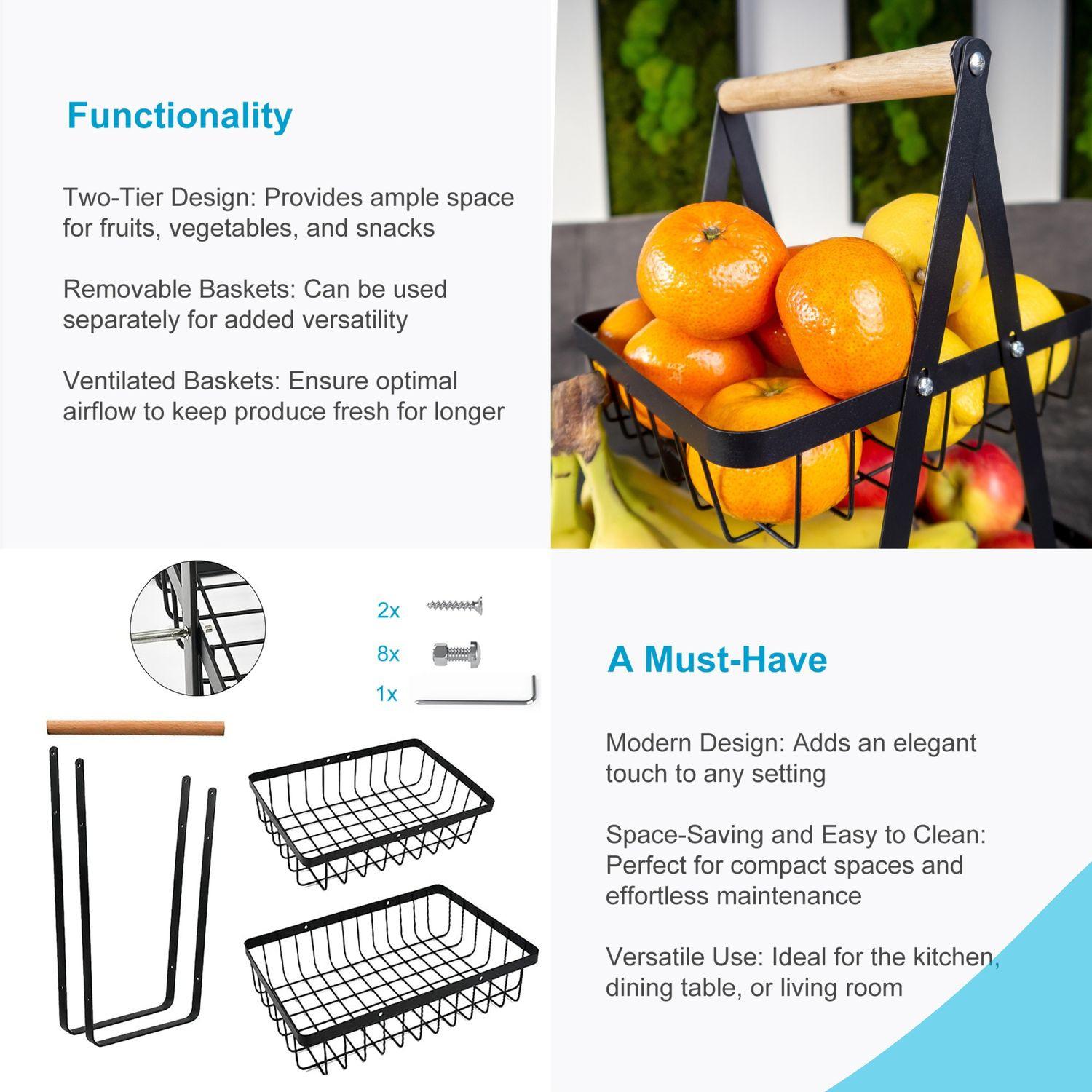 Intirilife Intirilife Fruit Etagère à 2 étages carrée  