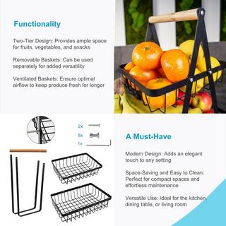 Intirilife Intirilife Fruit Etagère à 2 étages carrée  