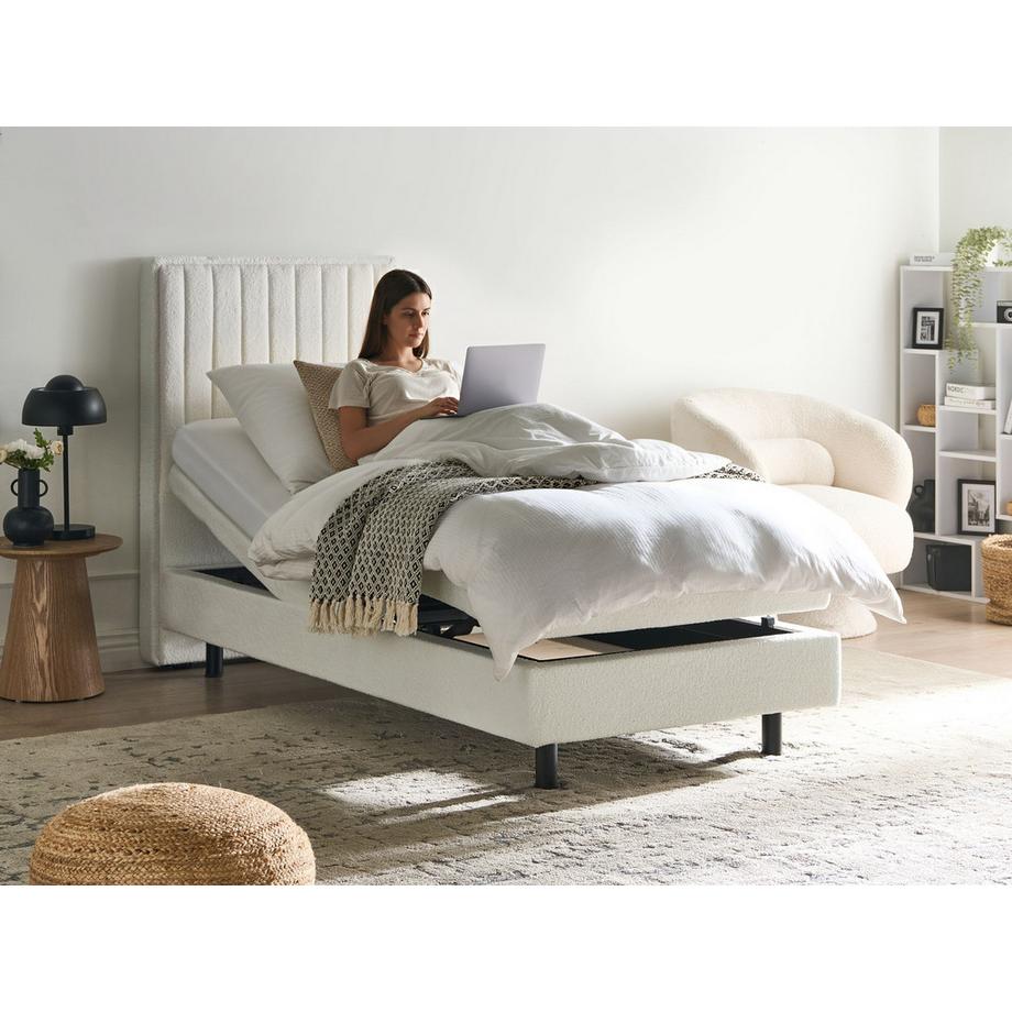 Beliani Lit réglable en Bouclé Scandinave DUKE II  