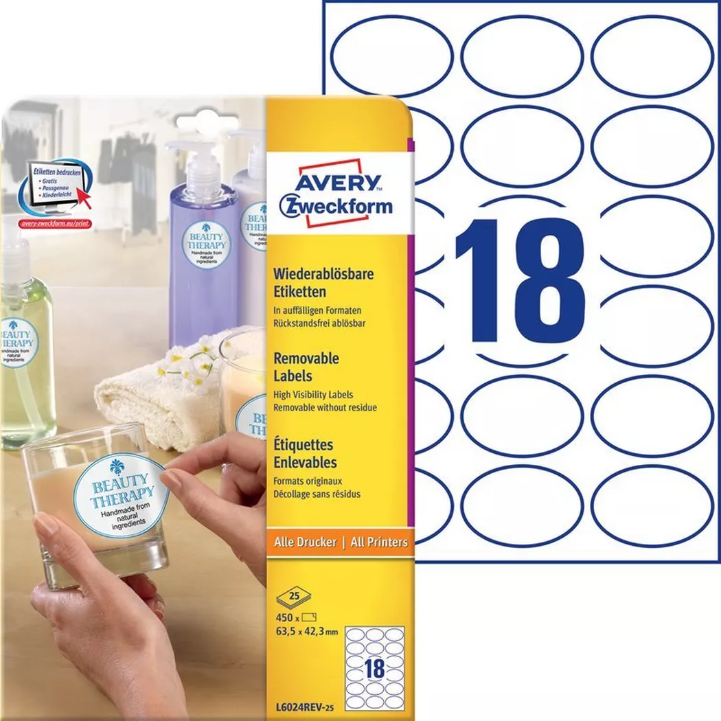 Avery-Zweckform – AVERY ZWECKFORM Etiketten 63,5×42,3mm, 450 Stück, One Size, Weiss