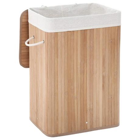 Calicosy Panier à linge pliable en bambou avec 3 poignées, 72L - L40 x H60 cm  