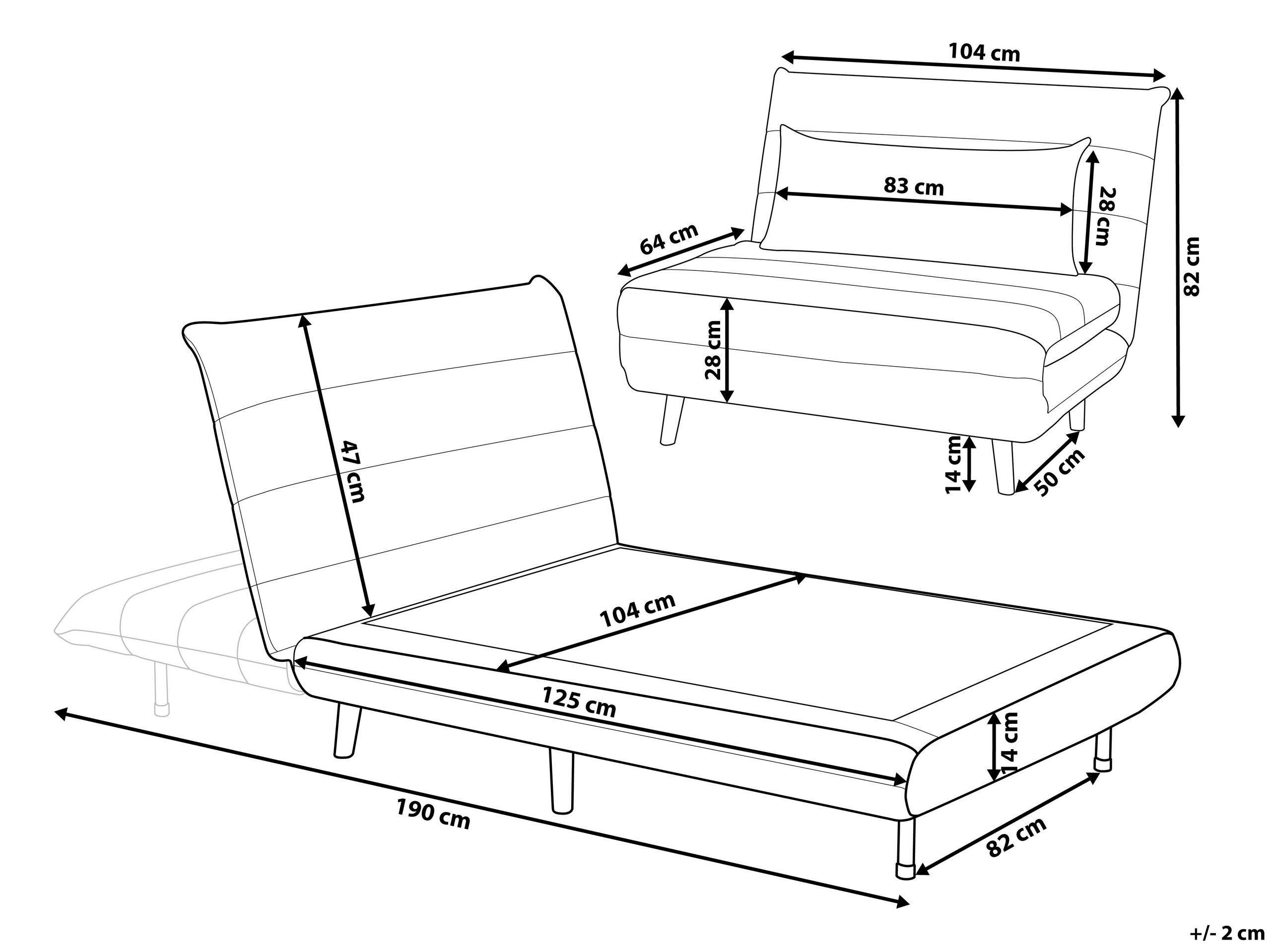 Beliani Divano letto en Velluto Moderno SETTEN  