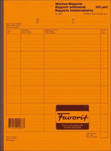 Favorit FAVORIT Wochen-Rapport D/F/I A4 400 weiss 100 Blatt  