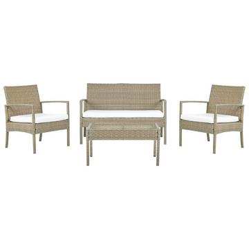 Lounge Set mit Tisch aus PE Rattan Klassisch MARSALA