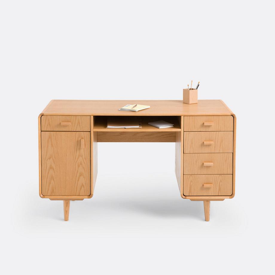 La Redoute Intérieurs Bureau double caisson plaqué chêne  