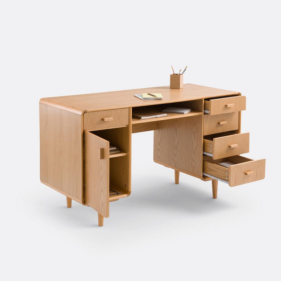 La Redoute Intérieurs Bureau double caisson plaqué chêne  