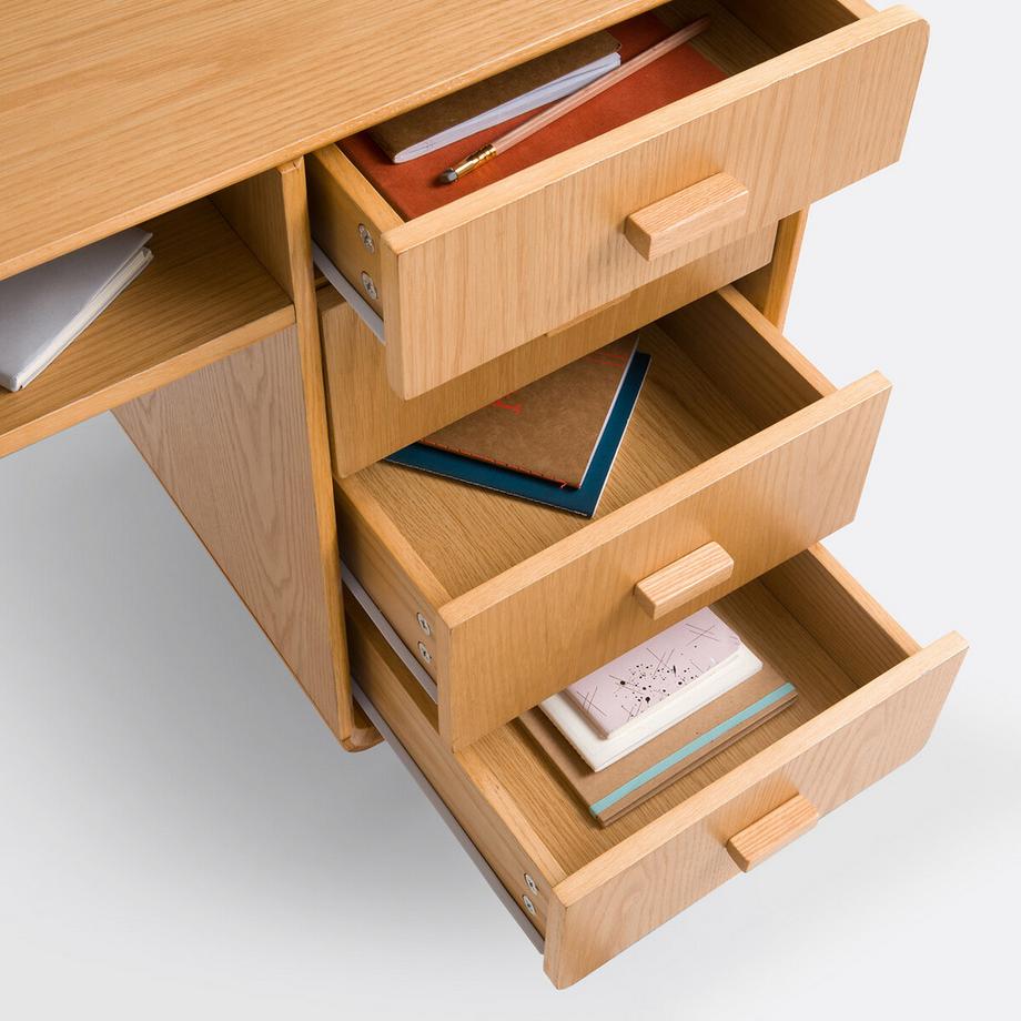 La Redoute Intérieurs Bureau double caisson plaqué chêne  