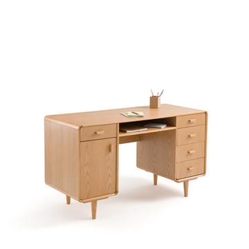 Bureau double caisson plaqué chêne