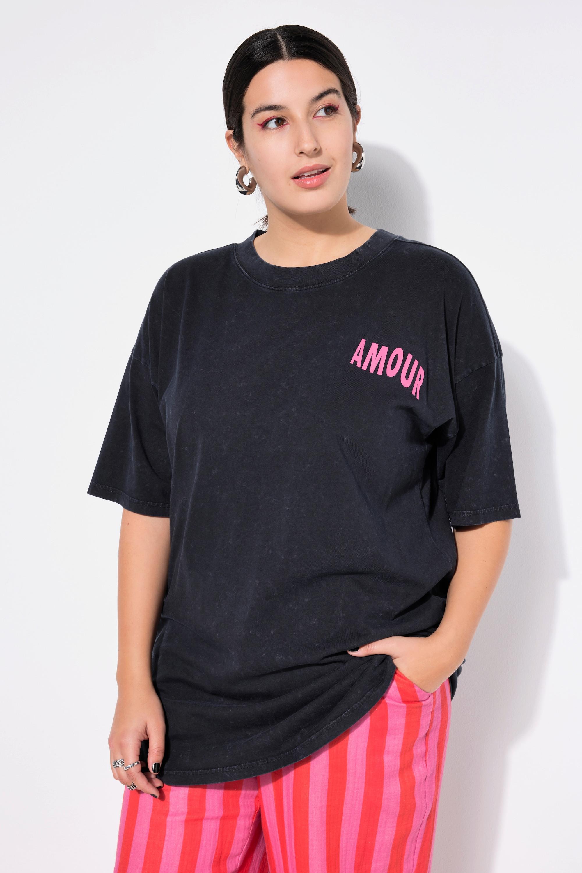 Studio Untold  Oversize-Shirt, acid washed, AMOUR-Rückenprint 