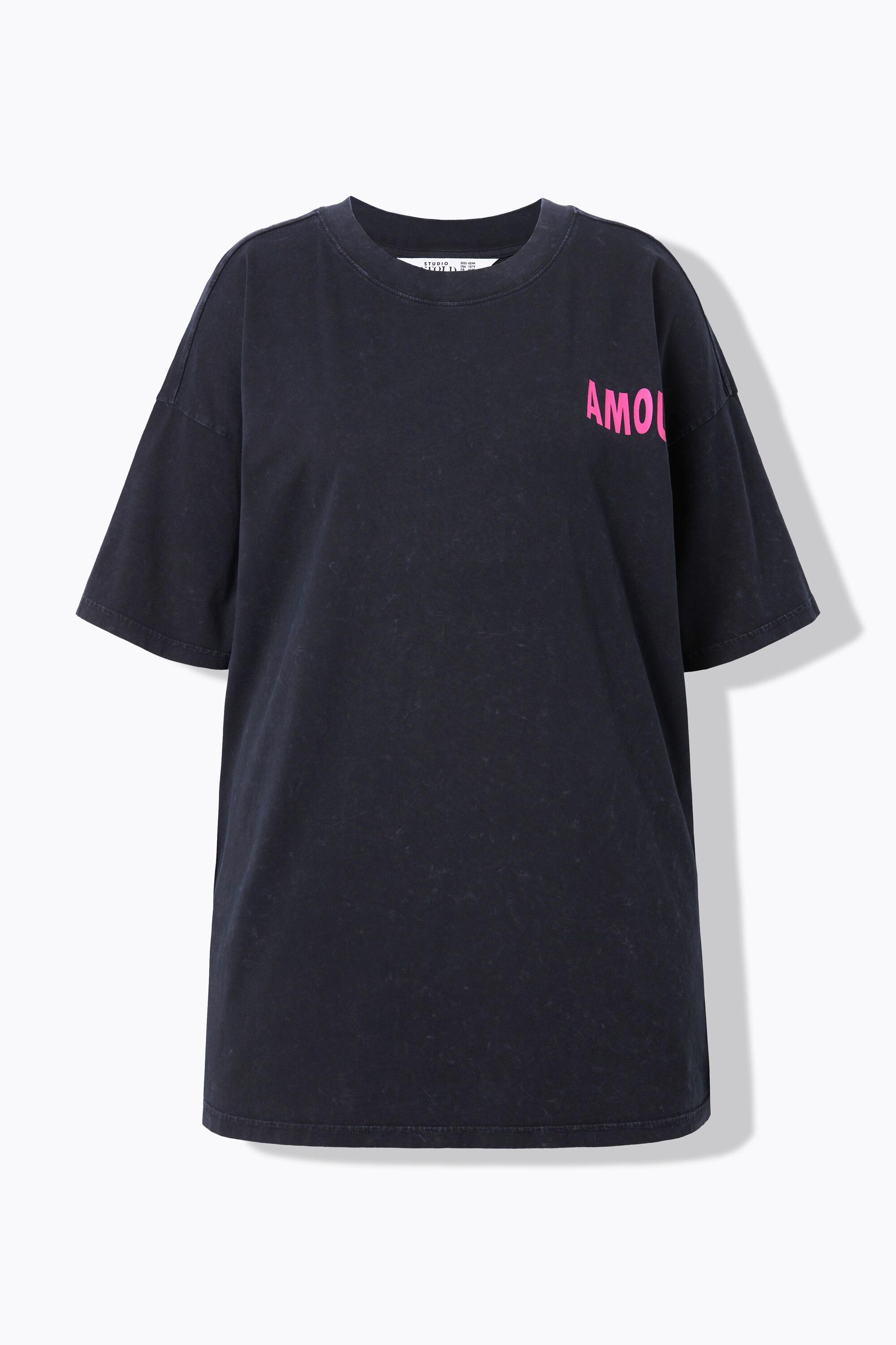 Studio Untold  Oversize-Shirt, acid washed, AMOUR-Rückenprint 