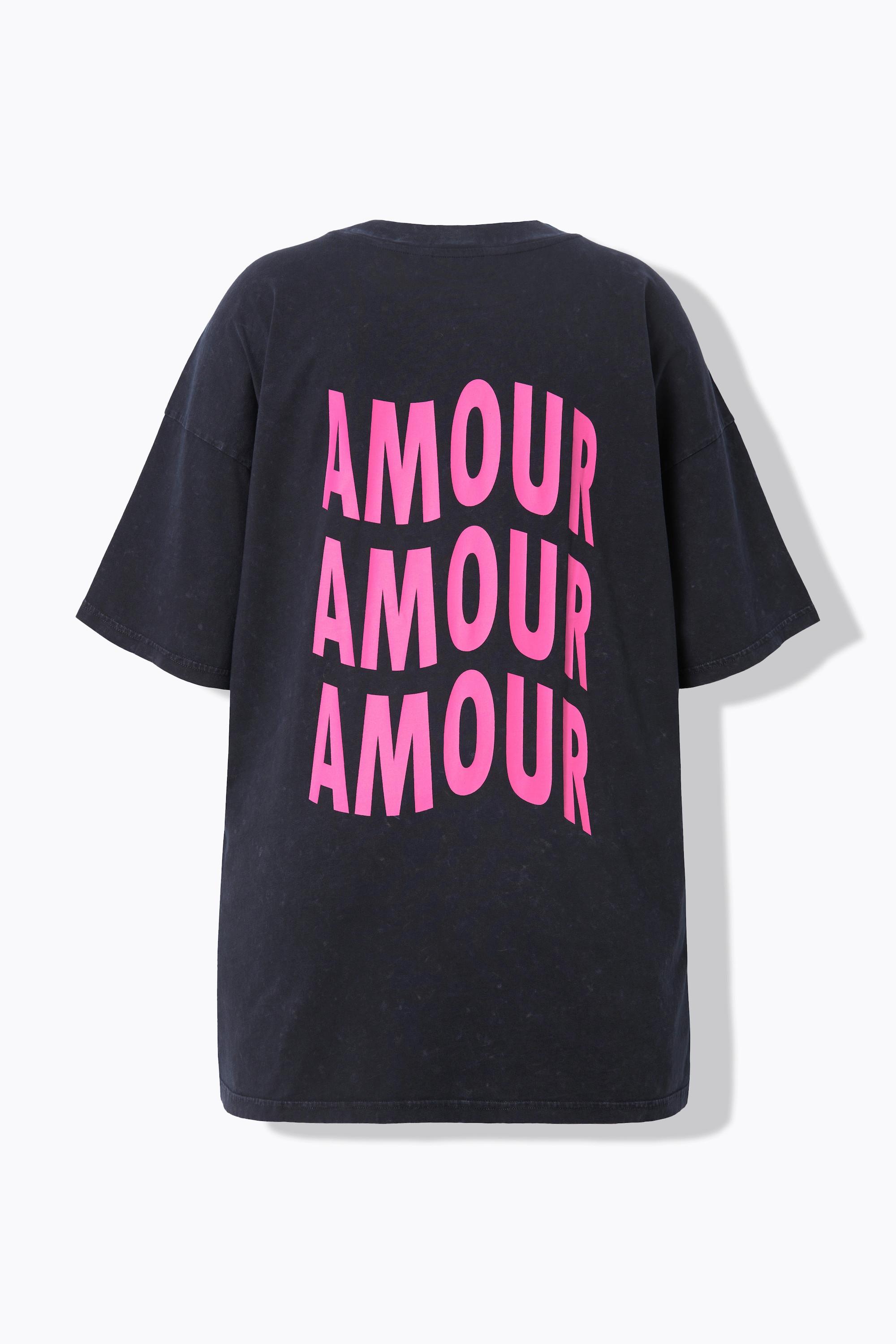 Studio Untold  Oversize-Shirt, acid washed, AMOUR-Rückenprint 