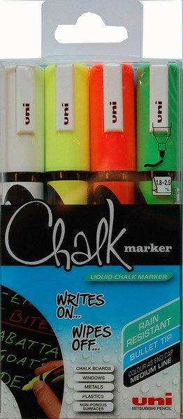 Image of UNI-BALL Chalk Marker 1,8-2,5mm 4 Farben, Etui UNI-BALL Chalk Marker 1,8-2,5mm 4 Farben, Etui