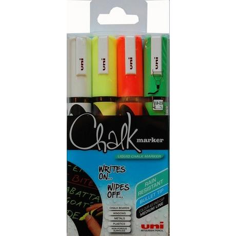 uni-ball UNI-BALL Chalk Marker 1,8-2,5mm  4 Farben, Etui  