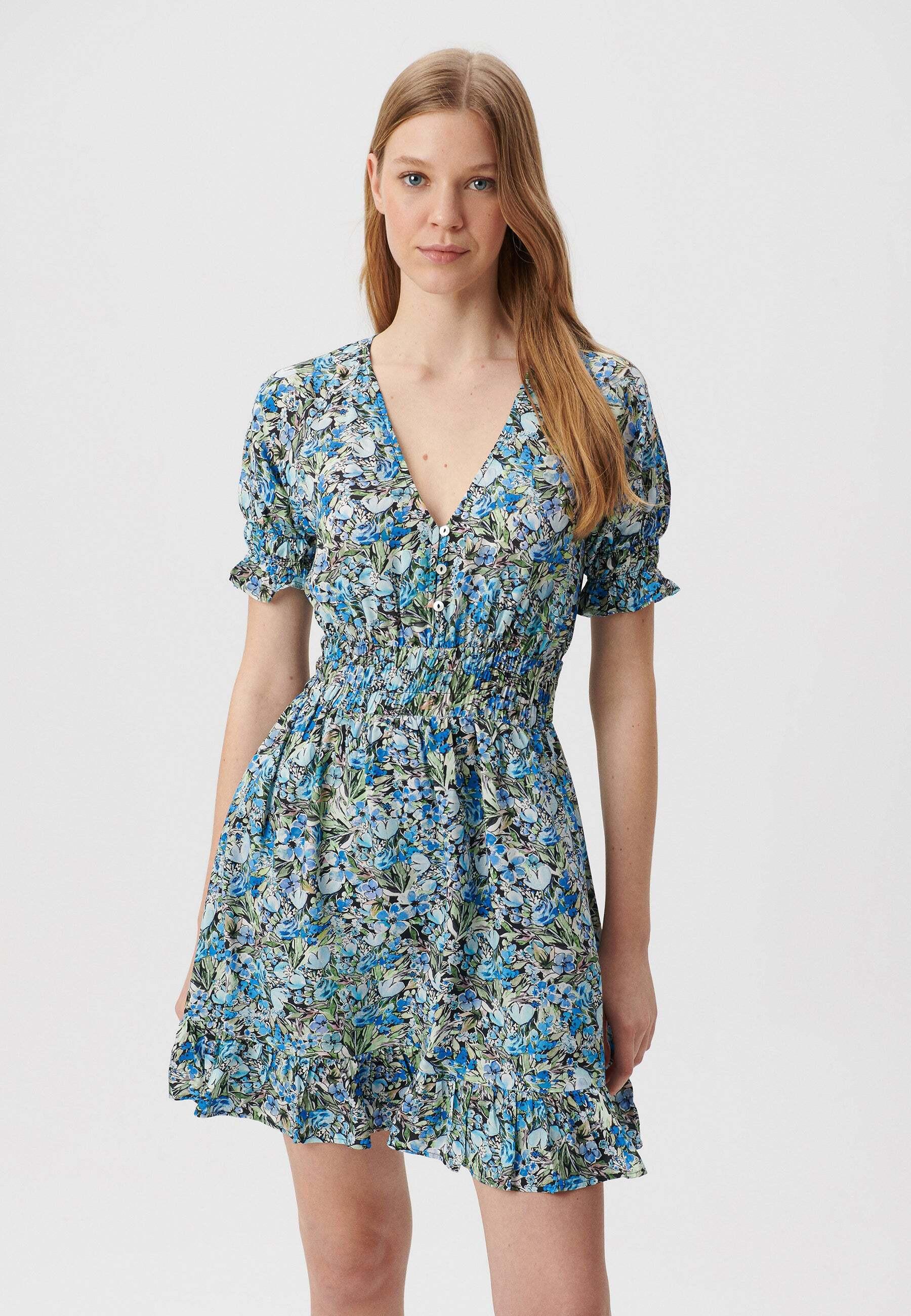 Image of Kleider Short Sleeve Woven Dress Damen Blau XS
