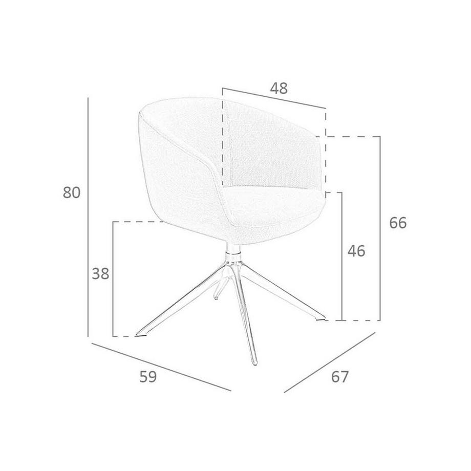 ANGEL CERDA Sedia girevole in tessuto grigio chiaro  