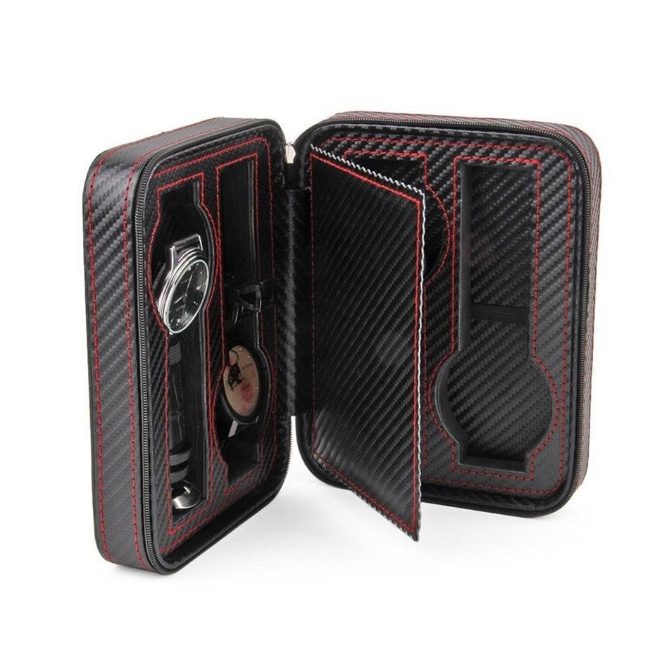 eStore  Uhrengehäuse in Kohlefasermuster für 4 Uhren 