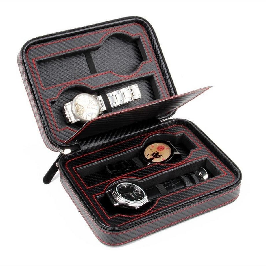 eStore  Uhrengehäuse in Kohlefasermuster für 4 Uhren 