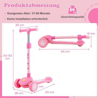 Northix  Klappbarer Kinder Roller mit PU LED Rädern & Hinterbremse Höhenverstellbarer Scooter Rosa 
