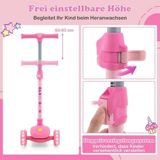 Northix  Klappbarer Kinder Roller mit PU LED Rädern & Hinterbremse Höhenverstellbarer Scooter Rosa 
