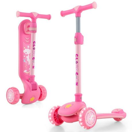Northix  Klappbarer Kinder Roller mit PU LED Rädern & Hinterbremse Höhenverstellbarer Scooter Rosa 