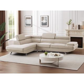 Vente-unique Ecksofa - Ecke Links - Stoff - Beige - ROMAIN II  