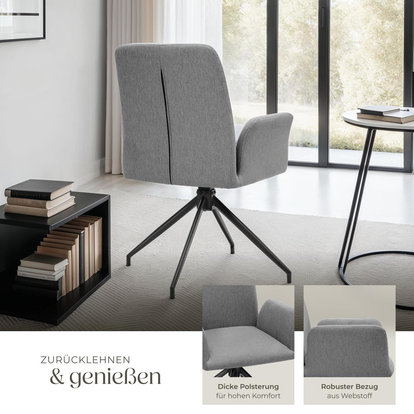 Tectake Drehbarer Armlehnstuhl Daya robuster Webstoff, gepolstert 360° drehbar, höhenverstellbare Kunststofffüße  