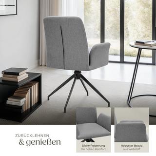 Tectake Drehbarer Armlehnstuhl Daya robuster Webstoff, gepolstert 360° drehbar, höhenverstellbare Kunststofffüße  