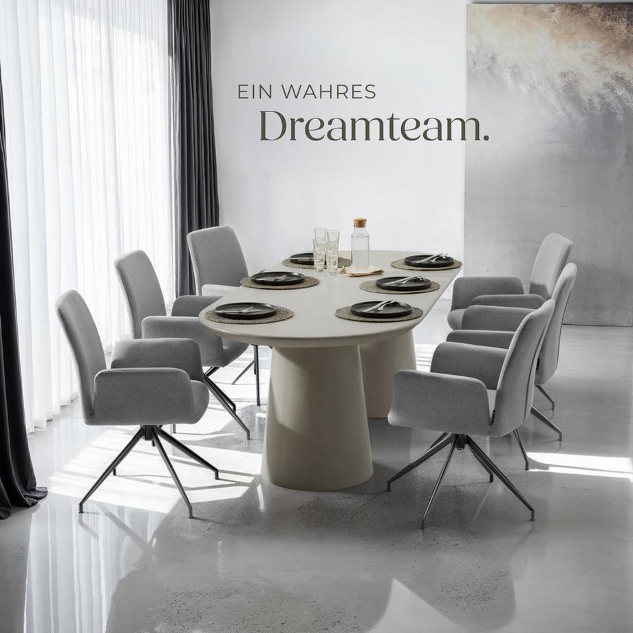 Tectake Drehbarer Armlehnstuhl Daya robuster Webstoff, gepolstert 360° drehbar, höhenverstellbare Kunststofffüße  