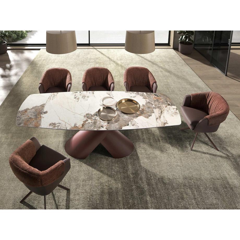 ANGEL CERDA Tavolo da pranzo allungabile ovale a botte dal design moderno  