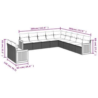 VidaXL Ensemble de canapés de jardin rotin synthétique  