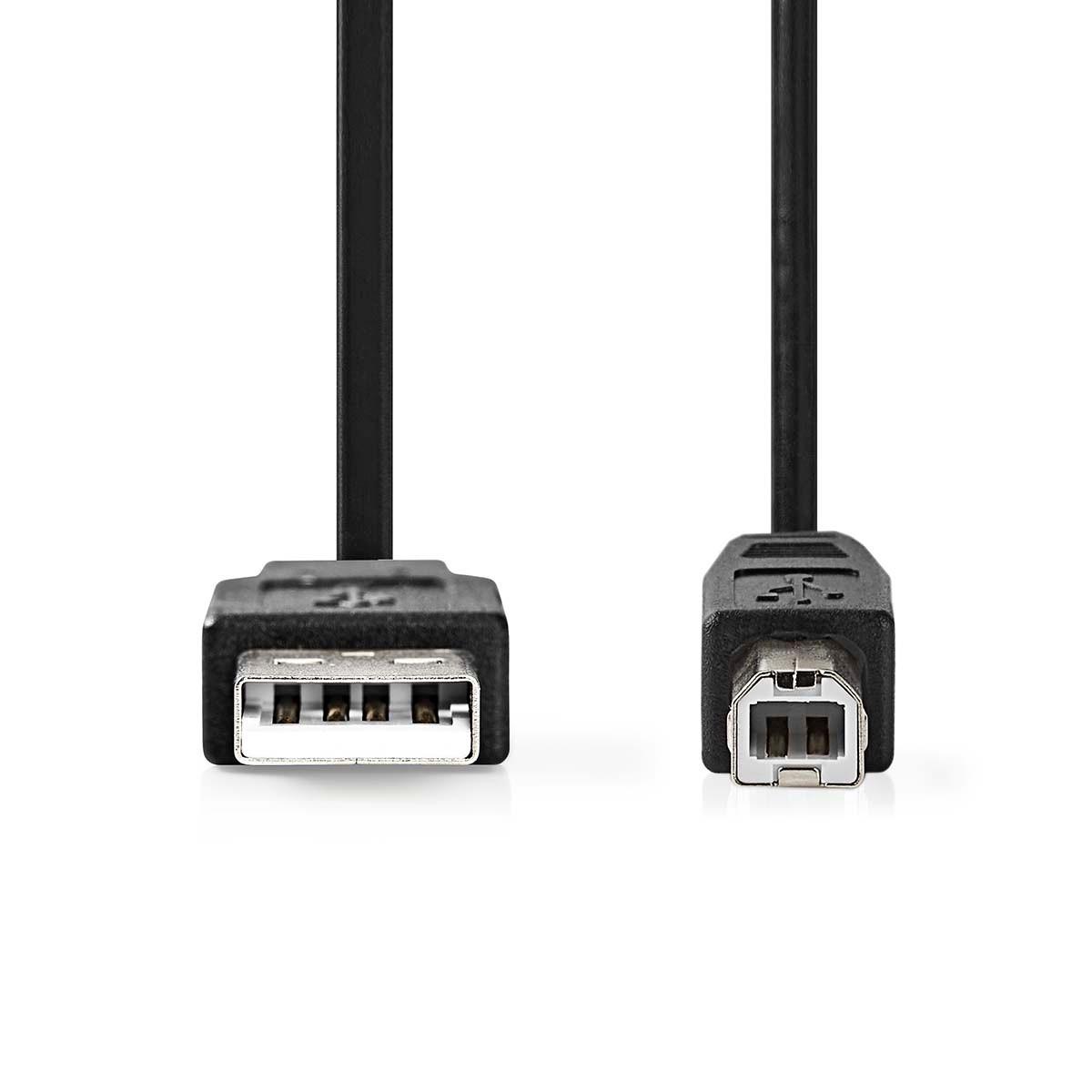 Nedis  Câble USB | USB 2.0 | USB-A mâle | USB-B mâle | 480 Mbps | Nickelé | 3.00 m | Rond | PVC | Noir | Boîte 